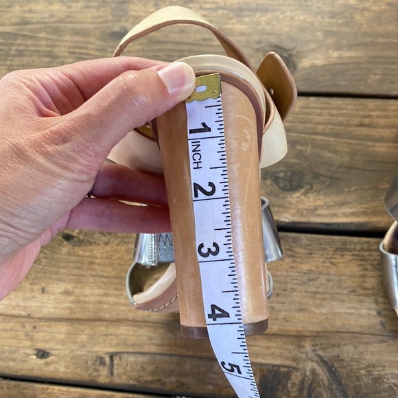 Sam Edelman Yelena Silver & Tan Leather Strappy Block Heels - Picture 14 of 14